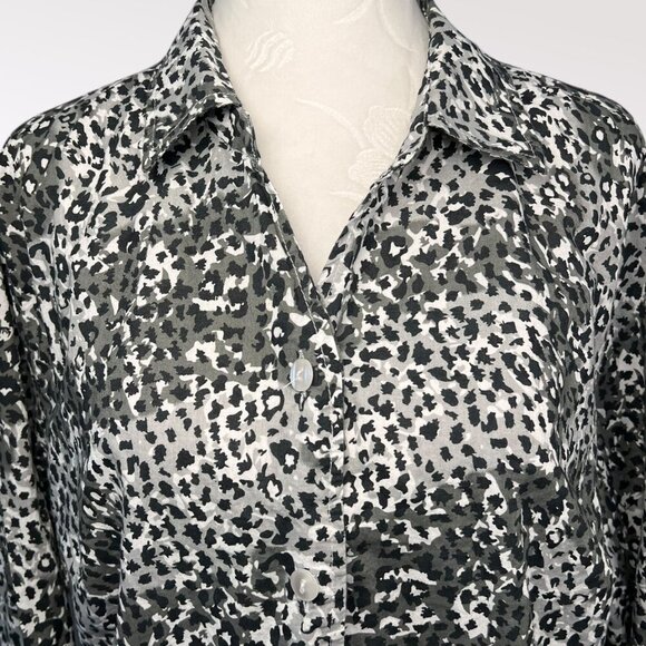 Rebecca Malone Animal Print Button Down XL 100% Cotton - Picture 2 of 8
